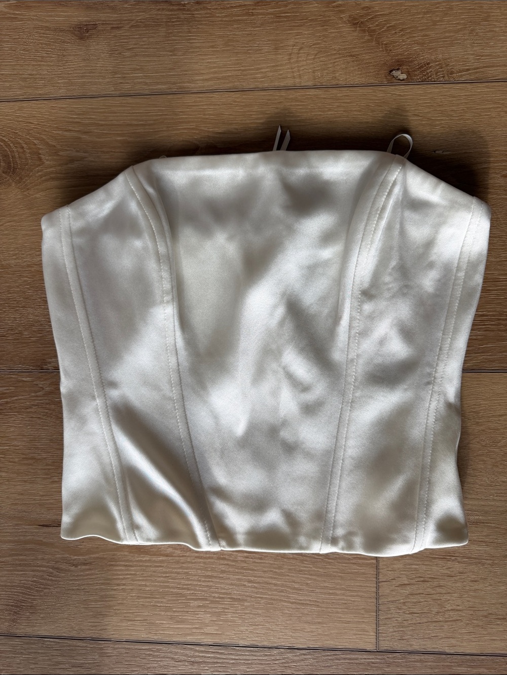 Aritzia Strapless Satin Bustier Crop Top - Ivory